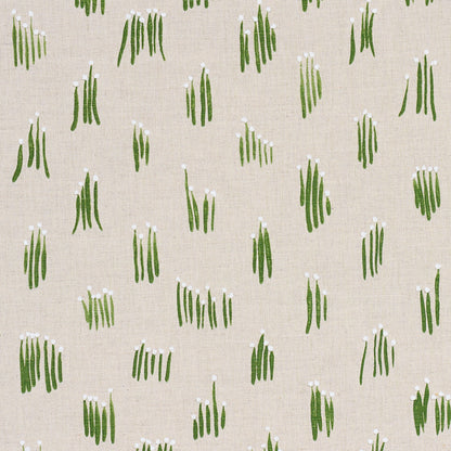 Neutral woven fabric with hand-embroidered details and button accents.
