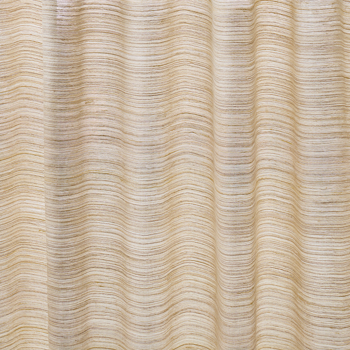 Beige striped fabric with subtle wavy horizontal lines and a soft linen-like texture.