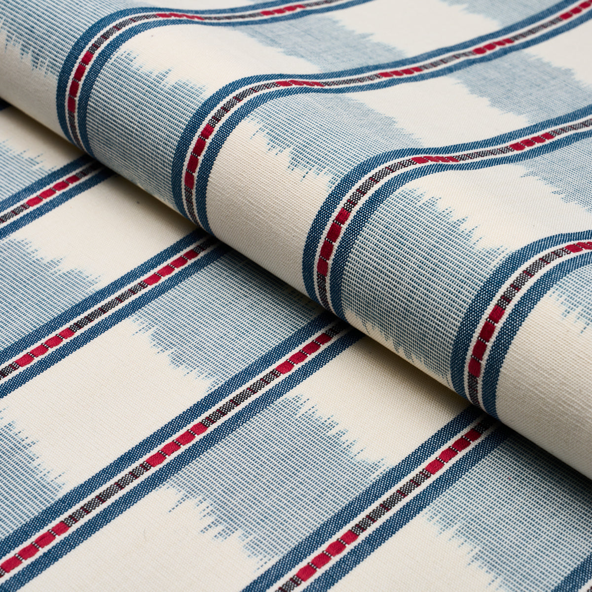 Ikat woven chambray fabric swatch
