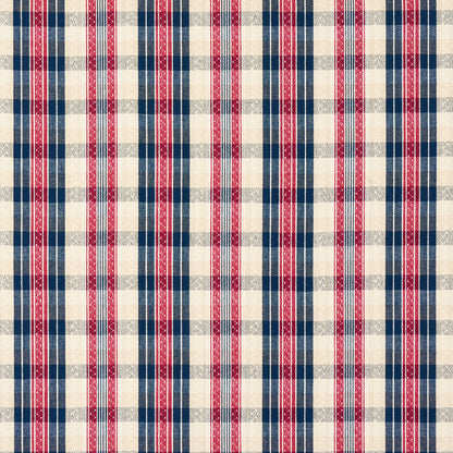 SCHUMACHER  ASHBURY FONDA HAND WOVEN PLAID WOVEN WOVEN ROUGE , NAVY   - 84720