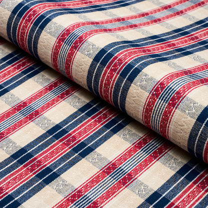 SCHUMACHER  ASHBURY FONDA HAND WOVEN PLAID WOVEN WOVEN ROUGE , NAVY   - 84720