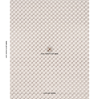 Beige and off-white checkerboard wallpaper pattern with repeating tiles; width 54 inches (137 cm).