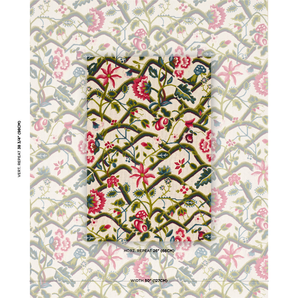 SCHUMACHER  CUT & PATTERNED VELVETS JACOBEAN GARDEN VELVET WOVEN WOVEN MULBERRY , LEAF   - 84820