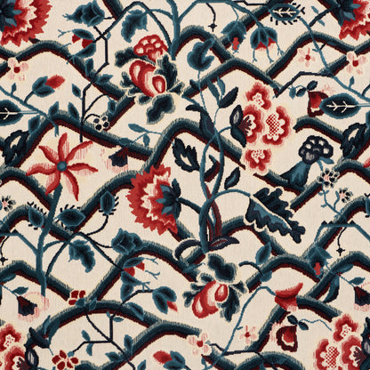 SCHUMACHER  CUT & PATTERNED VELVETS JACOBEAN GARDEN VELVET WOVEN WOVEN CINNABAR , PEACOCK   - 84821