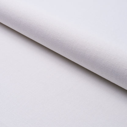 White cotton jersey fabric, smooth knit texture with a rolled edge, ideal for T-shirts or apparel.
