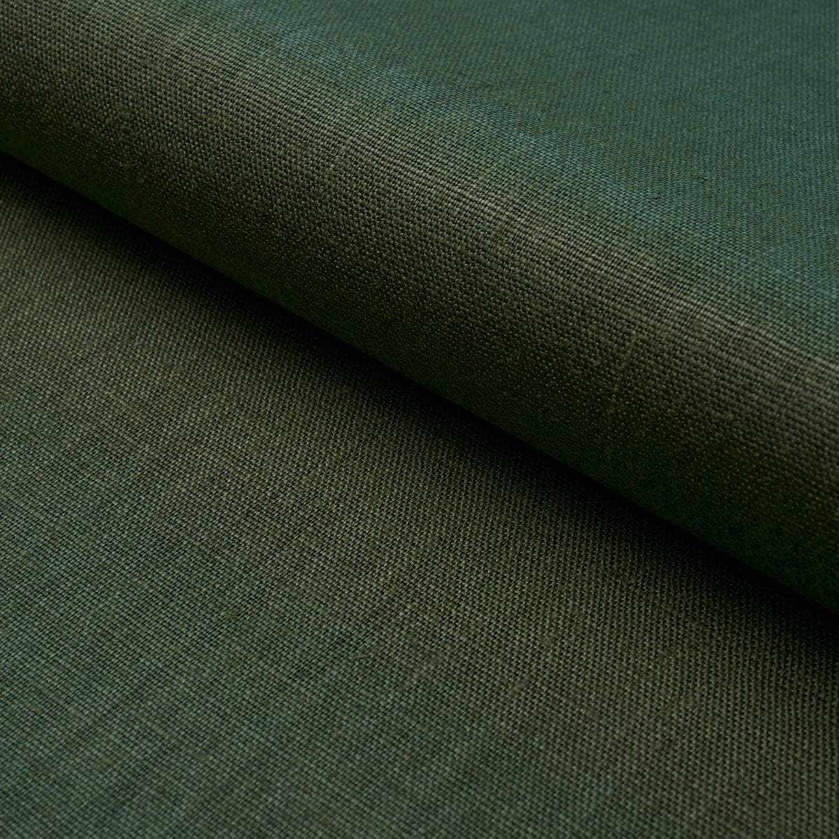 Dark olive-green woven fabric, rolled edge, textured linen-like material.