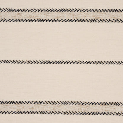 Cream woven textile with three parallel black chain-stitch stripes across.