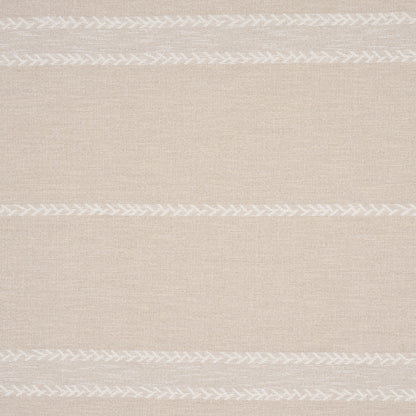 Beige linen fabric with white braided horizontal stripes and soft woven texture.
