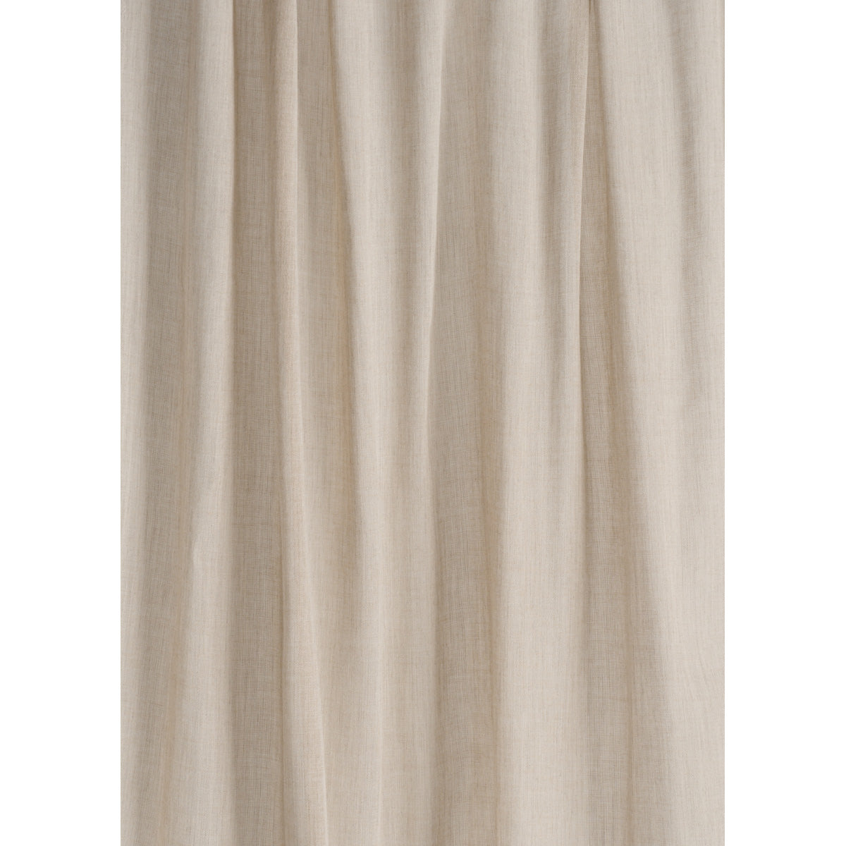 Beige linen curtain with soft vertical folds and natural texture.