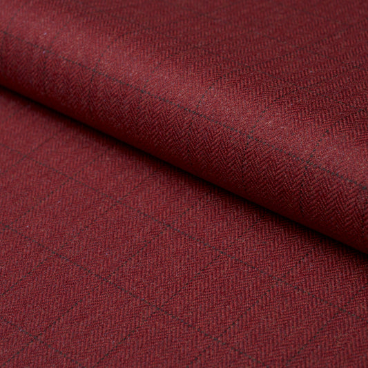 SCHUMACHER  PATTERSON FLYNN THOMPSON MERINO WINDOWPANE WOVEN WOVEN SCARLET   - 85293