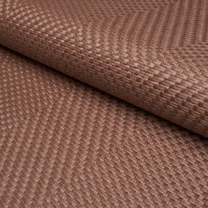 Brown basketweave textured faux leather fabric roll, upholstery/crafts material.