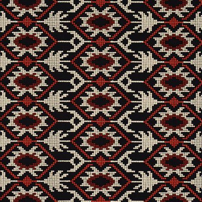 SCHUMACHER  JOHANNA ORTIZ ANDEAN TRIBUTE EMBROIDERY WOVEN WOVEN RUBY MIDNIGHT SHADOWS   - 85410