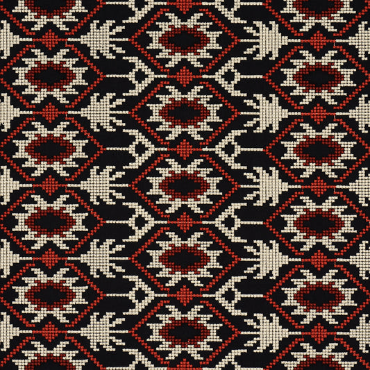SCHUMACHER  JOHANNA ORTIZ ANDEAN TRIBUTE EMBROIDERY WOVEN WOVEN RUBY MIDNIGHT SHADOWS   - 85410