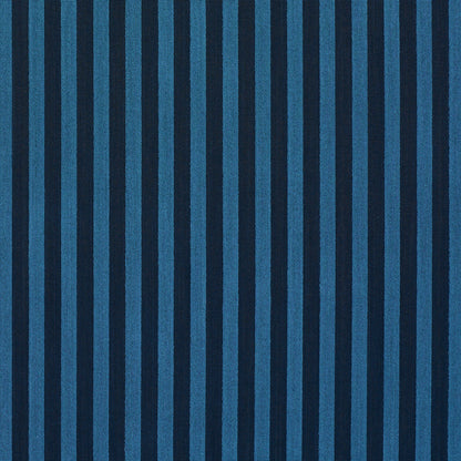 Blue striped woven fabric with bold vertical navy stripes, versatile textile for upholstery or clothing.