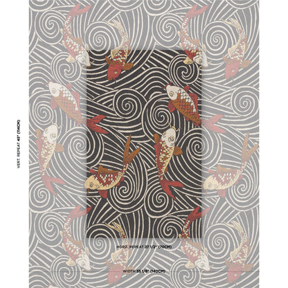 SCHUMACHER  RHYTHM IN MOTION KOI FISH WOVEN WOVEN MIDNIGHT   - 85590