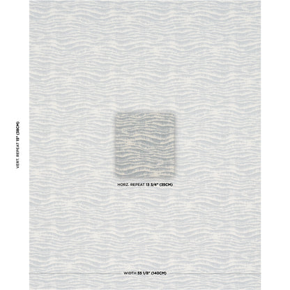 Soft blue-gray fabric with subtle horizontal wavy lines and a centered square patch; ideal for upholstery.