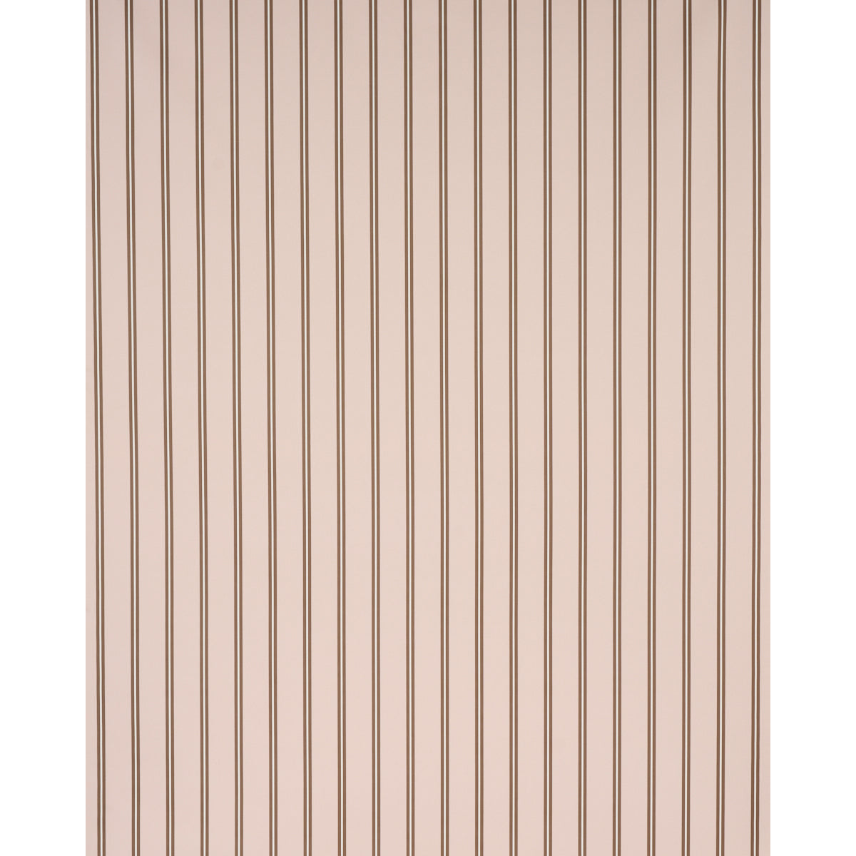 Beige wallpaper with evenly spaced narrow brown vertical stripes, subtle modern pattern.