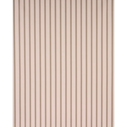 Beige wallpaper with evenly spaced narrow brown vertical stripes, subtle modern pattern.