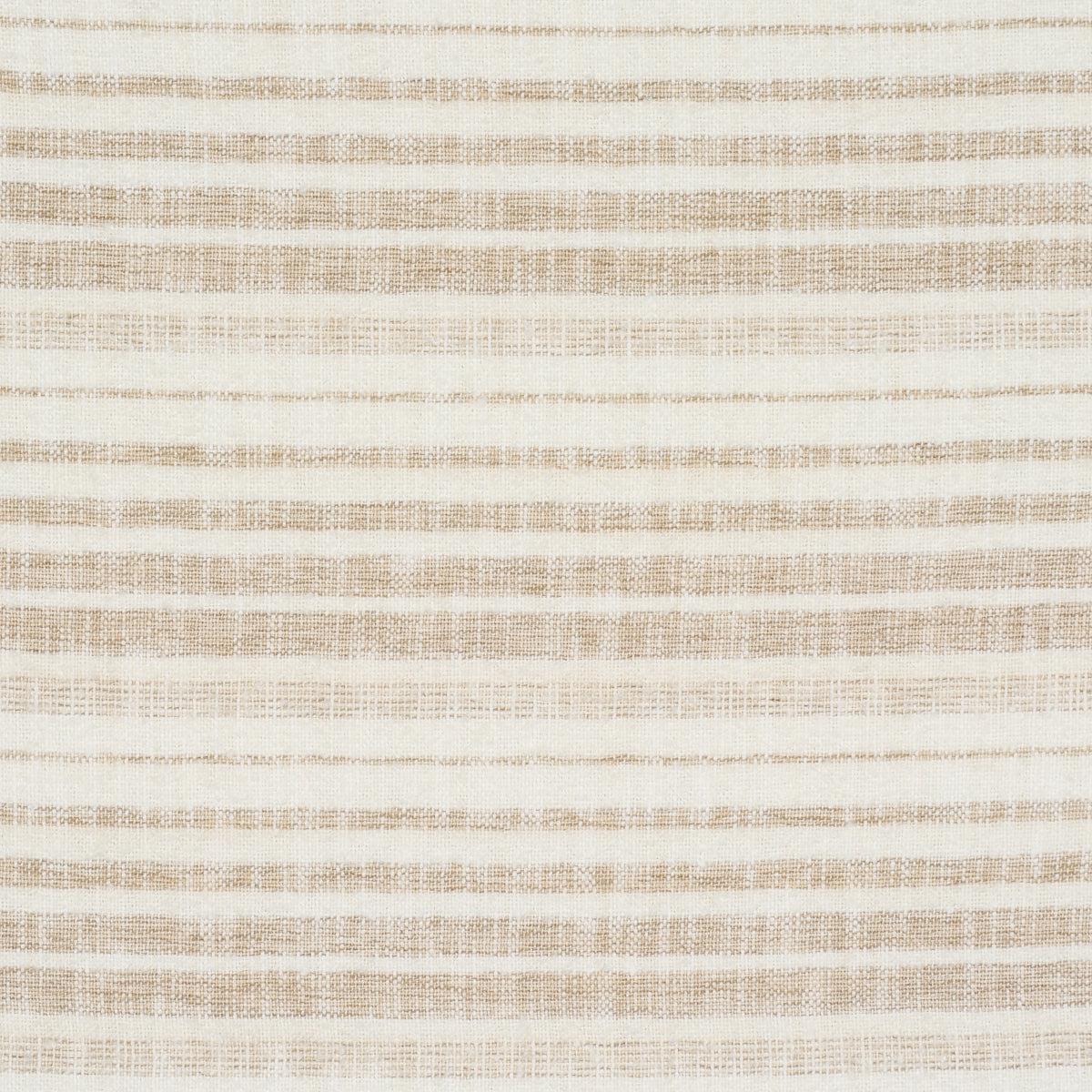 Beige striped linen-like fabric with subtle tan horizontal bands; light, airy textile swatch.