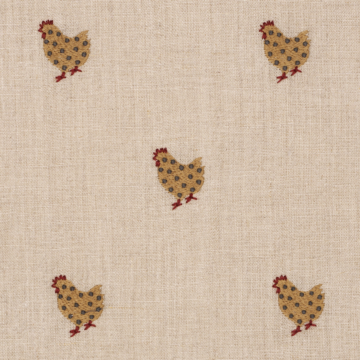 SCHUMACHER  PRAIRIE BETSY'S CHICKEN EMBROIDERY WOVEN WOVEN NATURAL   - 85950