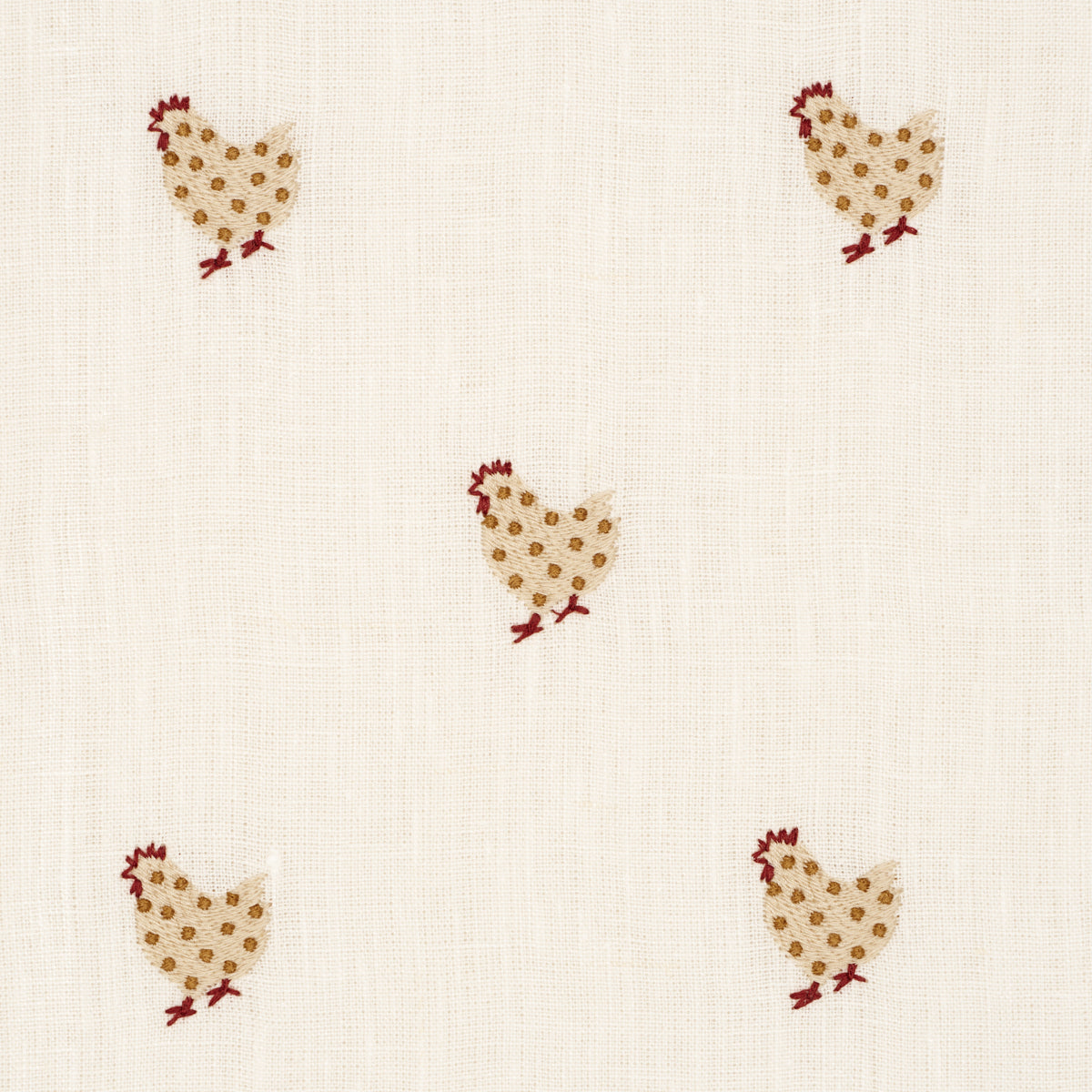SCHUMACHER  PRAIRIE BETSY'S CHICKEN EMBROIDERY WOVEN WOVEN IVORY   - 85951