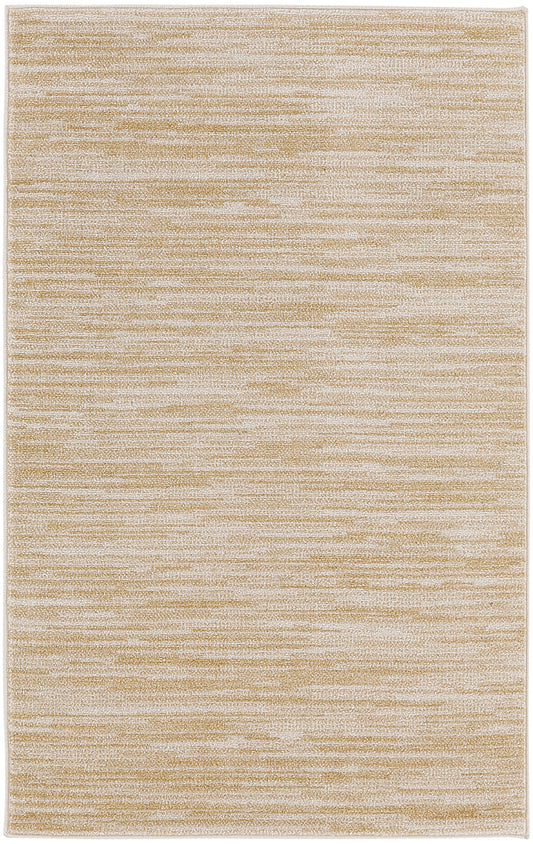 Rectangular beige and cream outdoor rug with a marled textured weave; versatile neutral for outdoor spaces.