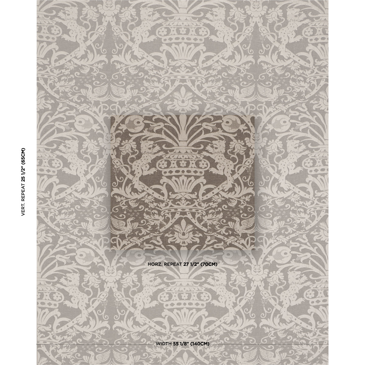 SCHUMACHER  A COUNTRY LIFE DOUGAL DAMASK   Smoke   - 86590