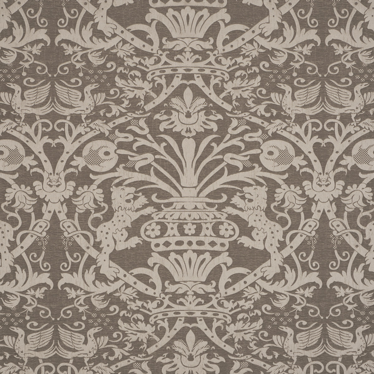 SCHUMACHER  A COUNTRY LIFE DOUGAL DAMASK   Smoke   - 86590