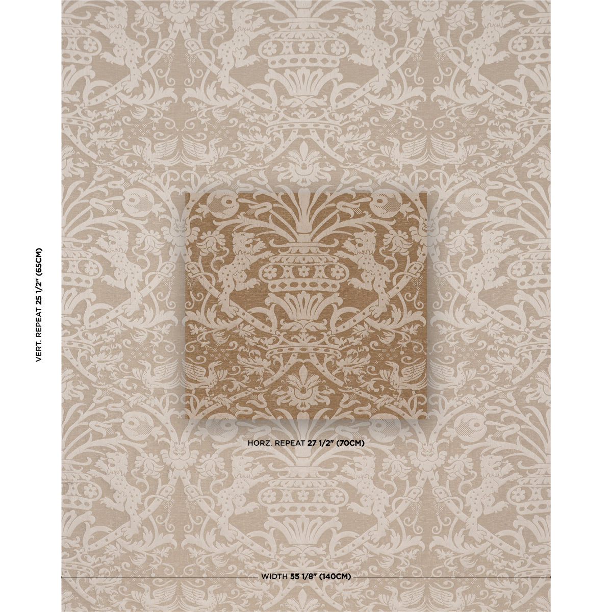 SCHUMACHER  A COUNTRY LIFE DOUGAL DAMASK   Wheat   - 86591