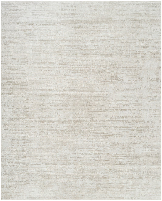 Cream-neutral flat-weave rug with a soft, textured surface in a minimalist modern style.