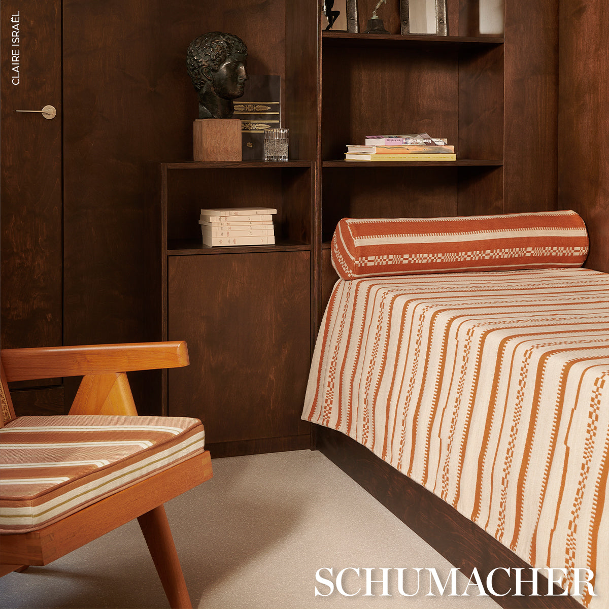 SCHUMACHER  ATELIER PARIS DOUBLE FACE STRIPES   Terracotta Lime   - 86880