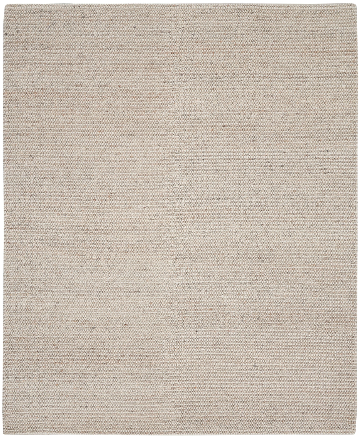 Beige woven flat-weave rug with subtle texture; rectangular, neutral decor for living spaces.