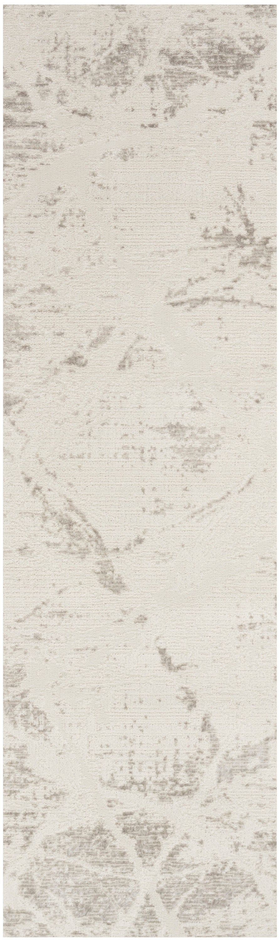 Beige floor rug runner with subtle gray marbled pattern.
