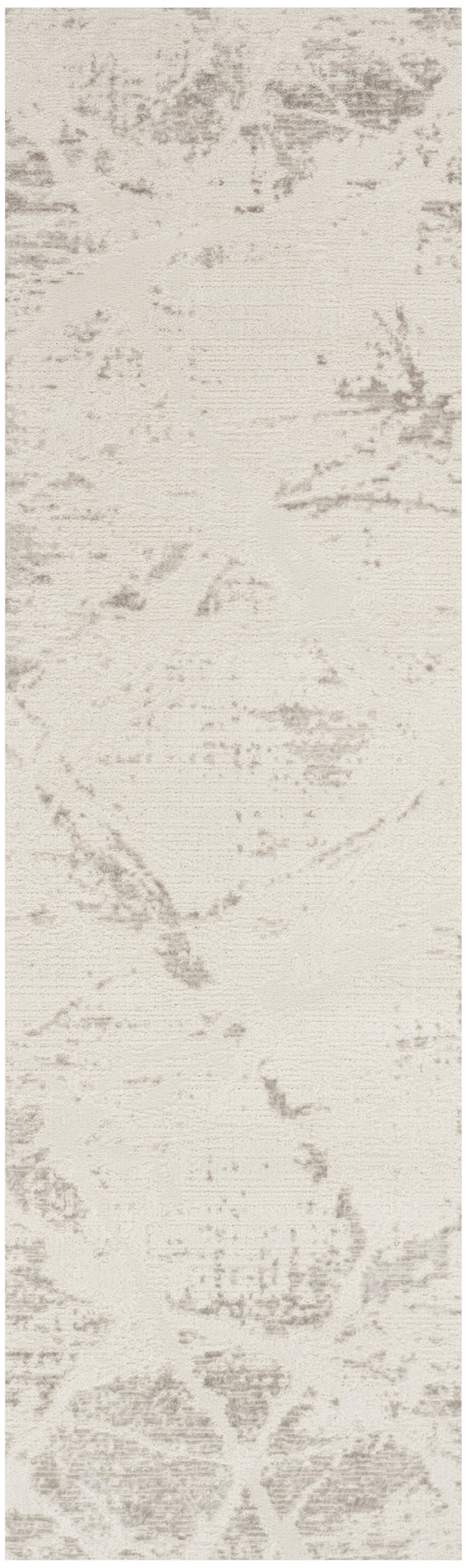 Beige floor rug runner with subtle gray marbled pattern.