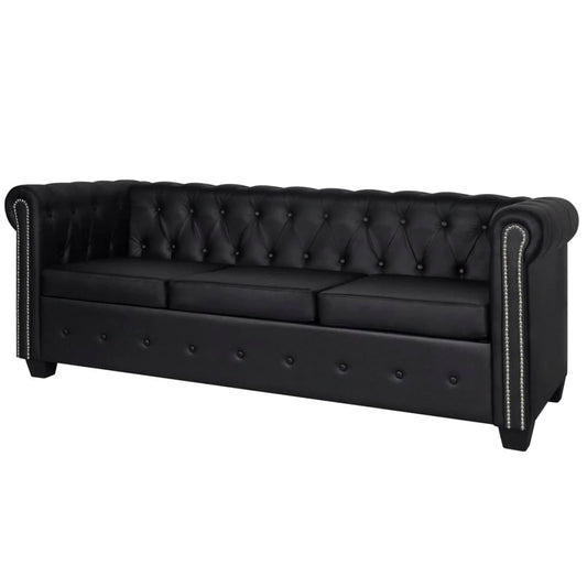 3-Seater Sofa - Faux Leather White or Black