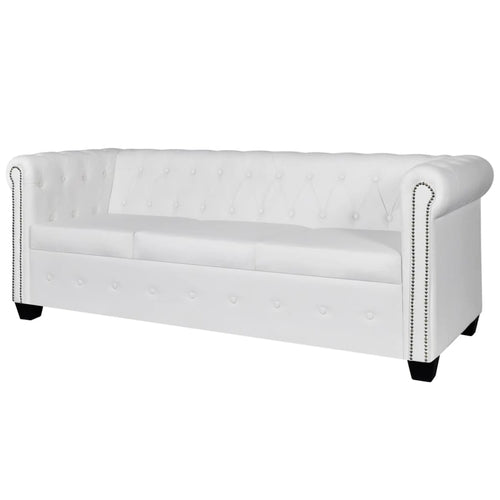 3-Seater Sofa - Faux Leather White or Black