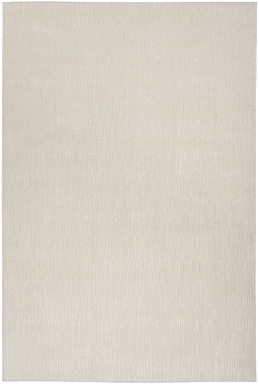 Cream beige rectangular rug with subtle woven texture, minimalist neutral decor.