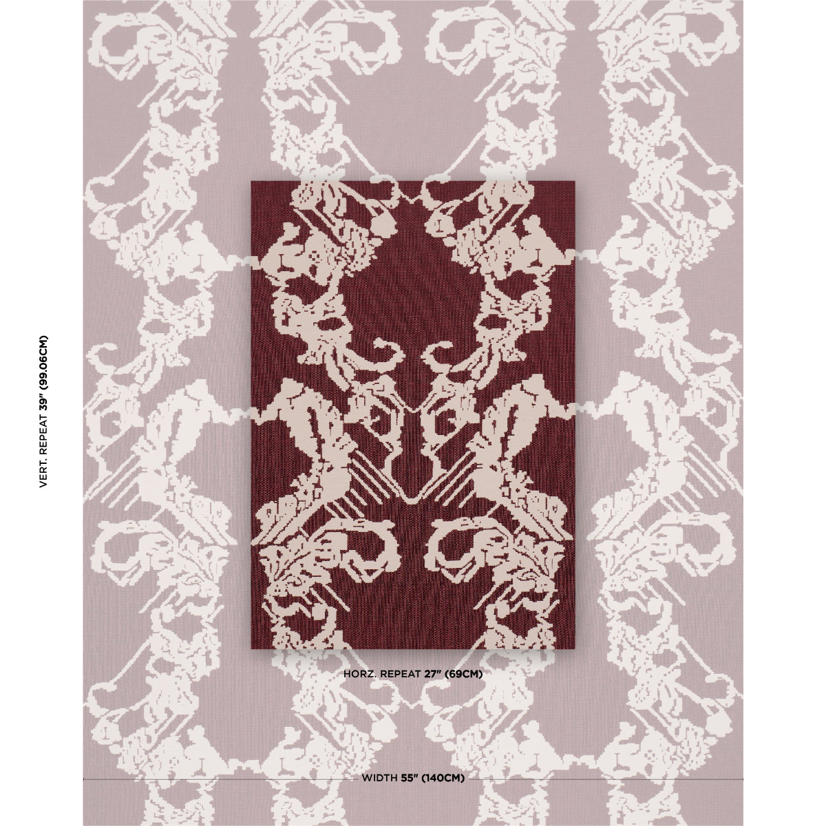 SCHUMACHER  ATELIER PARIS REVERSIBLE DIGITAL DAMASK   Merlot   - 87551