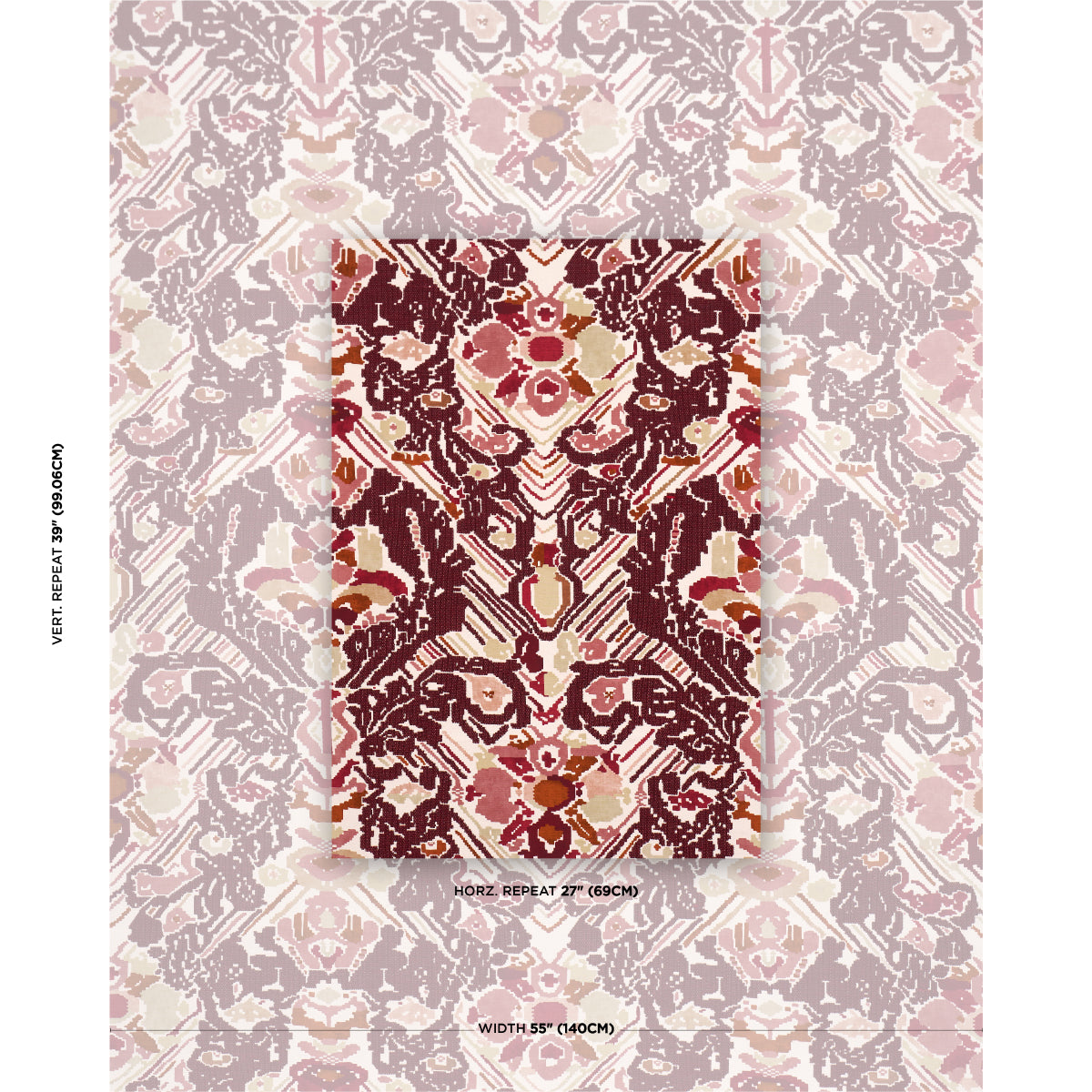 SCHUMACHER  ATELIER PARIS REVERSIBLE DIGITAL DAMASK   Merlot   - 87551
