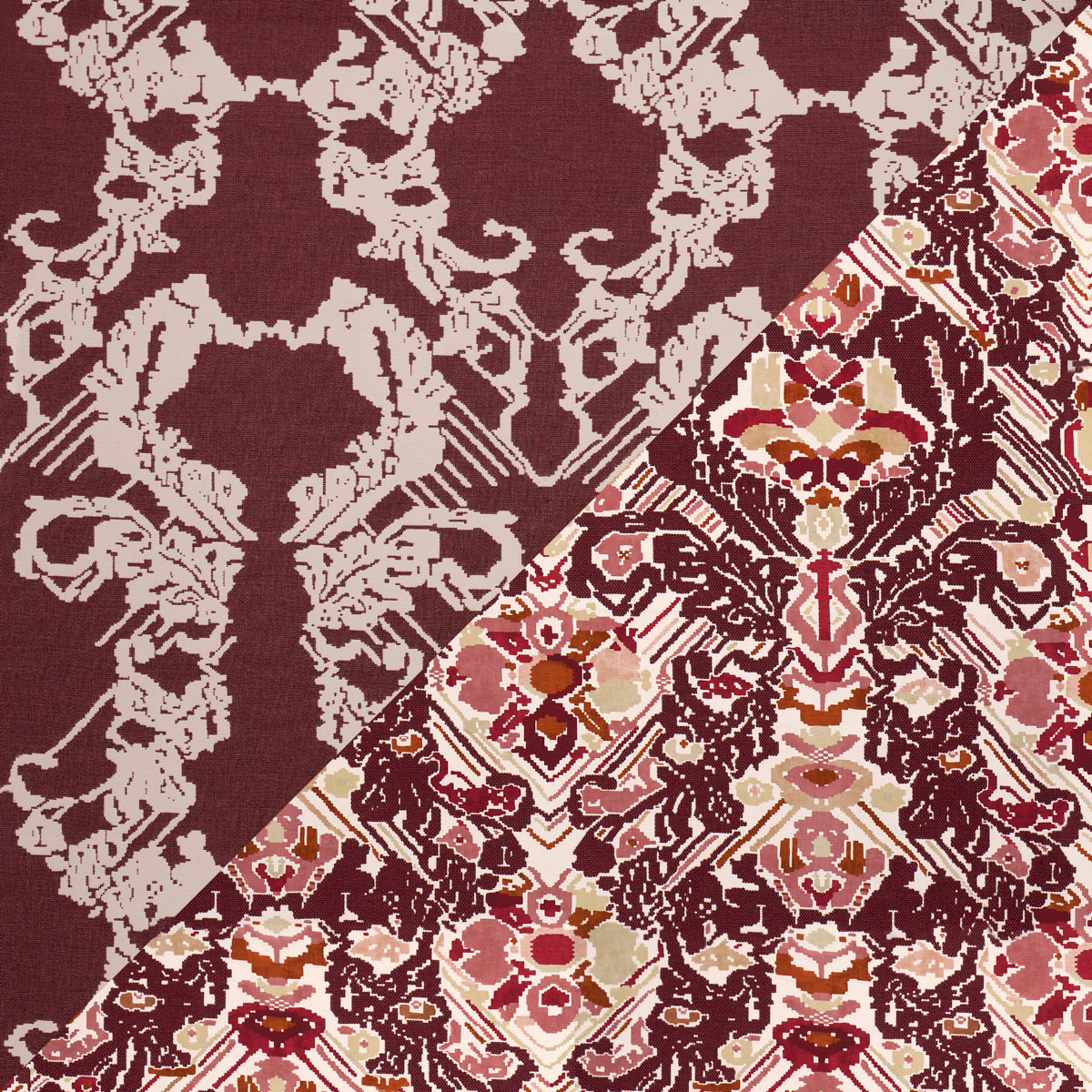 SCHUMACHER  ATELIER PARIS REVERSIBLE DIGITAL DAMASK   Merlot   - 87551