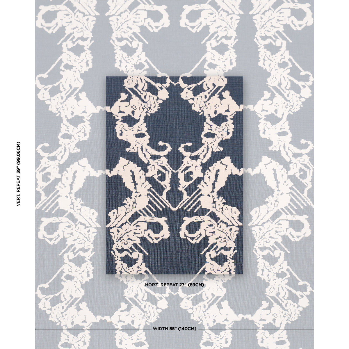 SCHUMACHER  ATELIER PARIS REVERSIBLE DIGITAL DAMASK   Denim   - 87552