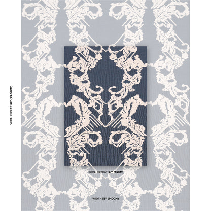 SCHUMACHER  ATELIER PARIS REVERSIBLE DIGITAL DAMASK   Denim   - 87552