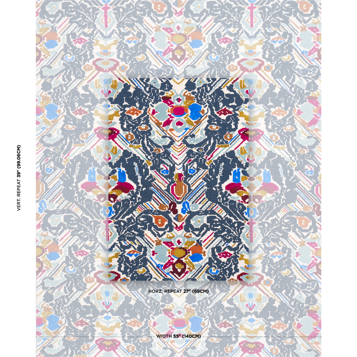 SCHUMACHER  ATELIER PARIS REVERSIBLE DIGITAL DAMASK   Denim   - 87552
