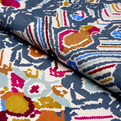 SCHUMACHER  ATELIER PARIS REVERSIBLE DIGITAL DAMASK   Denim   - 87552