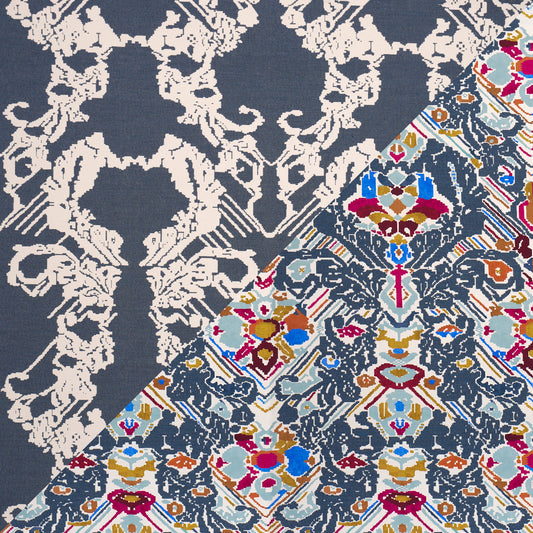 SCHUMACHER  ATELIER PARIS REVERSIBLE DIGITAL DAMASK   Denim   - 87552