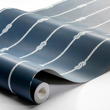 SCHUMACHER  Borastapeter KNOT STRIPE   NAVY   - 8858