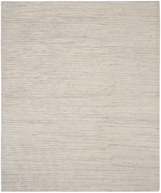 Beige modern rug with a subtle linear pattern, 8' x 10'.