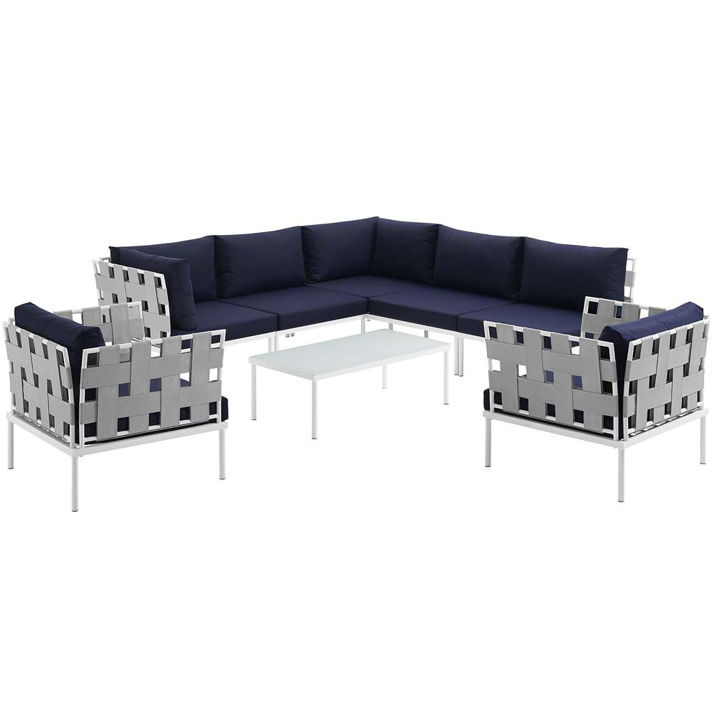 8 Piece Outdoor Patio Aluminum Sectional Sofa Set