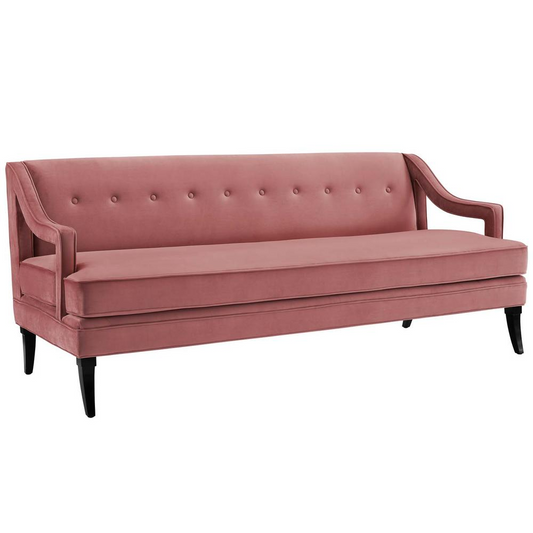 Concur Button Tufted Performance Velvet Sofa - Dusty Rose EEI-2997-DUS