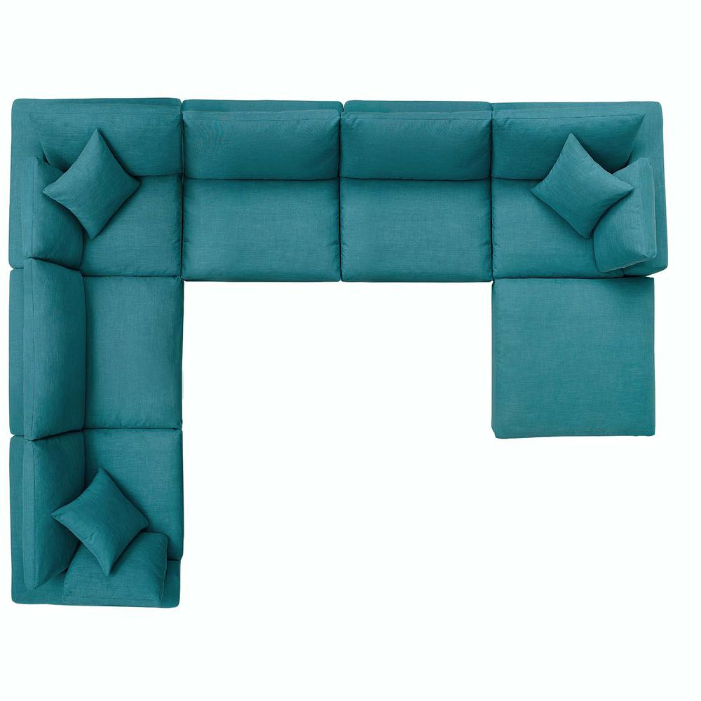 Down Filled Overstuffed 7 Piece Sectional Sofa Set - Teal